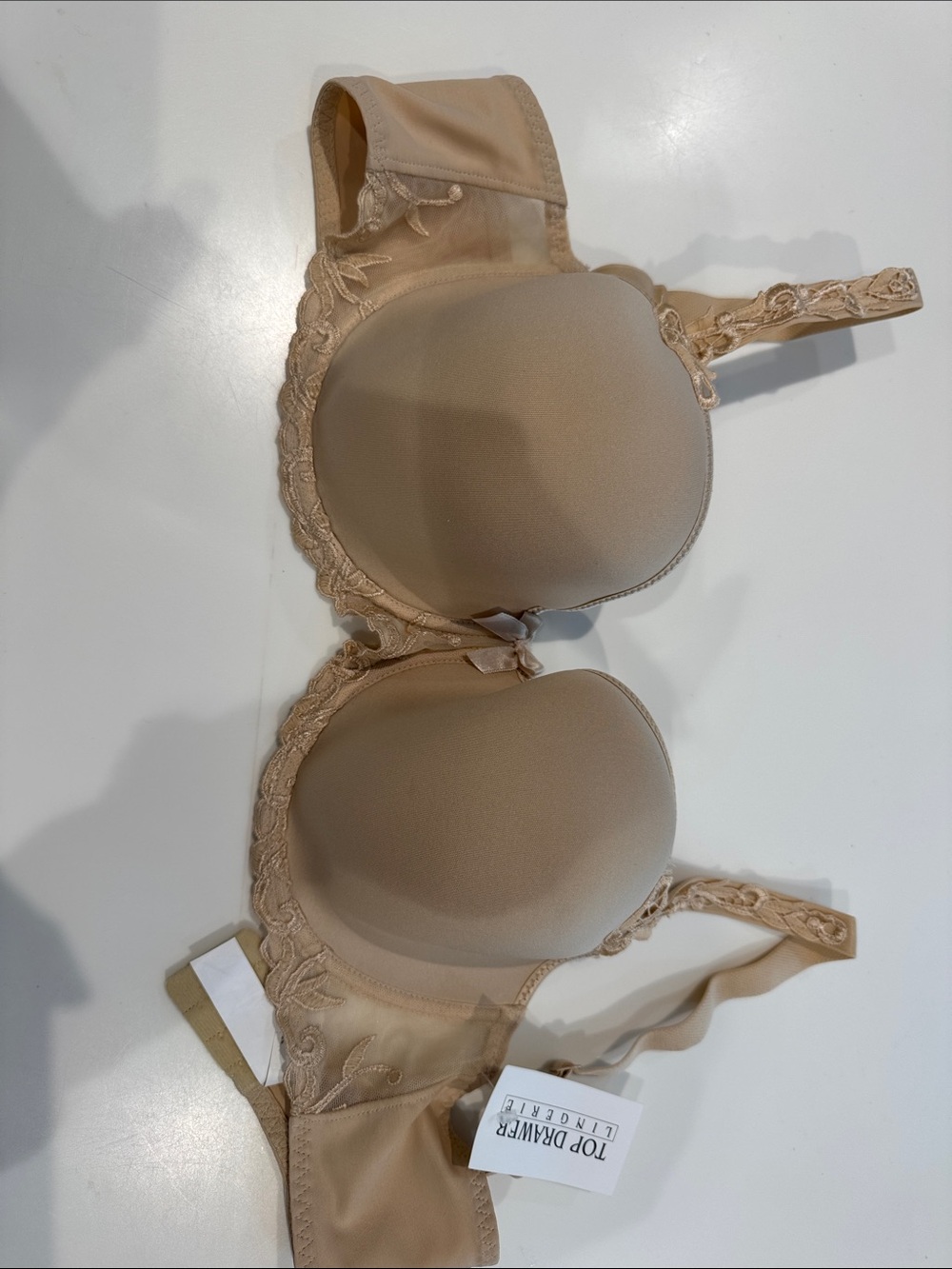 Simone Perele Beige 38 D Lace-Trim T-Shirt Bra NEW WITH TAGS